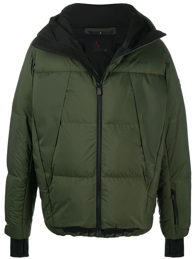 Shop Moncler Backpack-strap Feather Down Jacket In Green