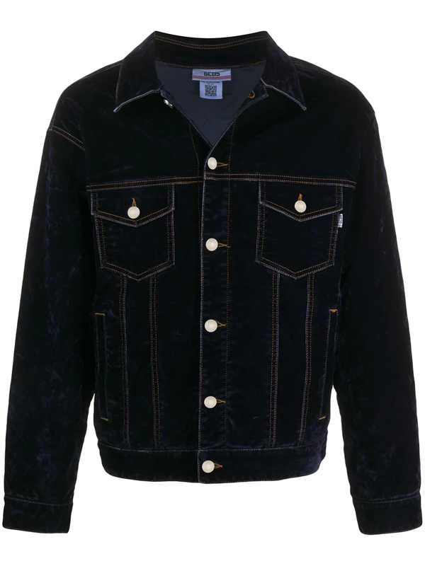 Gcds logo-embroidered velvet bomber jacket - Black