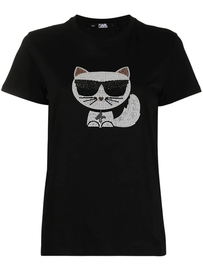 Shop Karl Lagerfeld K/ikonik Choupette T-shirt In Black