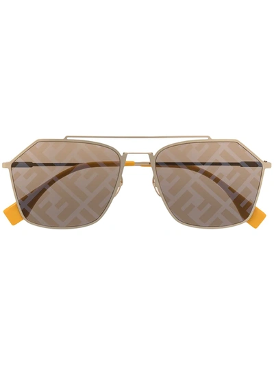 Shop Fendi Eyeline Ff Sunglasses In Yellow