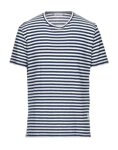 Shop Paolo Pecora Man T-shirt Midnight Blue Size Xl Cotton, Linen