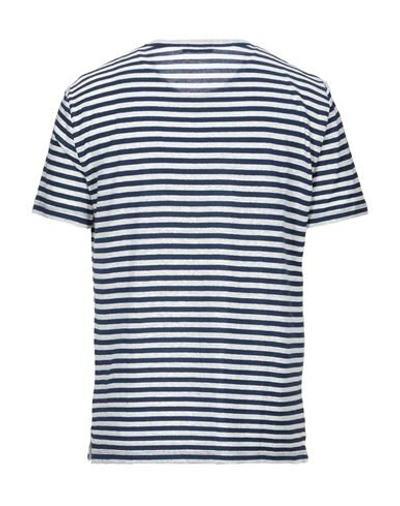 Shop Paolo Pecora Man T-shirt Midnight Blue Size Xl Cotton, Linen