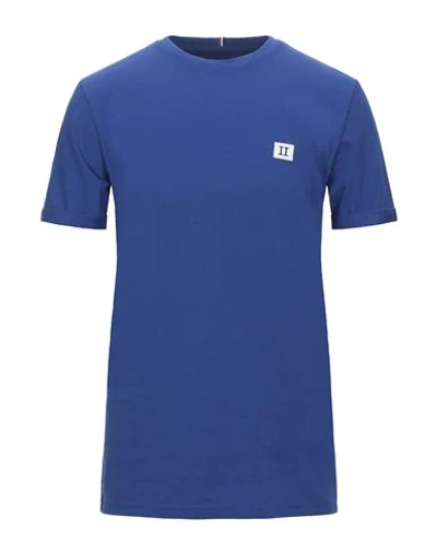 Shop Les Deux Man T-shirt Bright Blue Size S Cotton