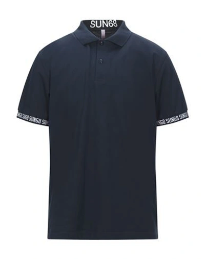 Shop Sun 68 Man Polo Shirt Midnight Blue Size M Cotton, Elastane