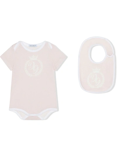 Dolce & Gabbana Logo-print Short-sleeve Romper In Pink