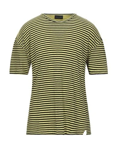 Shop Roberto Collina Man T-shirt Yellow Size 38 Linen, Cotton