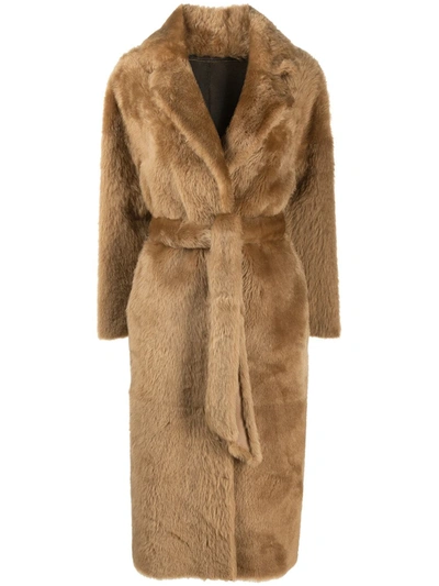 Shop Suprema Midi Fur Coat In Neutrals