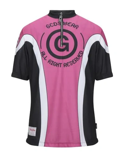 Shop Gcds Man T-shirt Fuchsia Size L Polyester In Pink