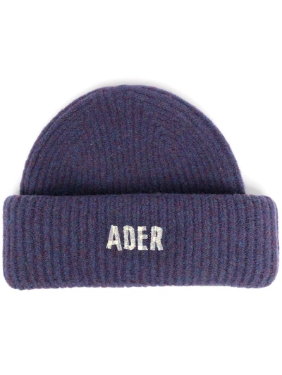 Shop Ader Error Logo Knit Beanie In Purple