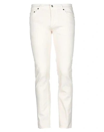 Shop Aglini Man Pants Ivory Size 38 Cotton, Elastane In White