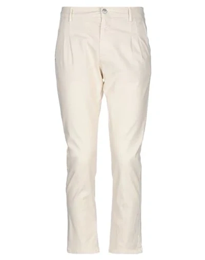 Shop Grey Daniele Alessandrini Man Pants Ivory Size 34 Cotton, Linen, Elastane In White