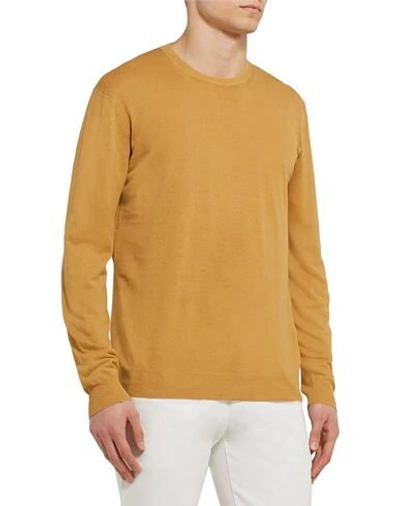 Shop Altea Man Sweater Ocher Size M Linen, Cotton In Yellow