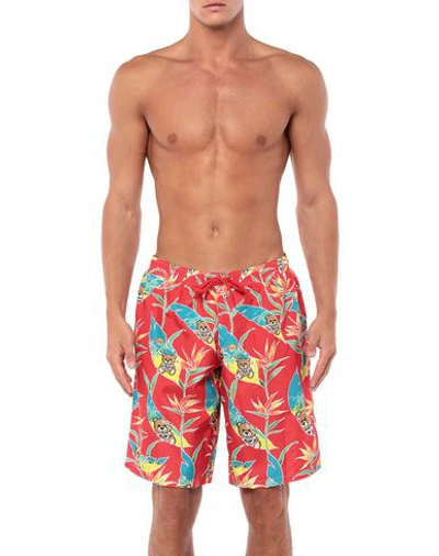 Shop Moschino Man Swim Trunks Red Size Xs Polyester