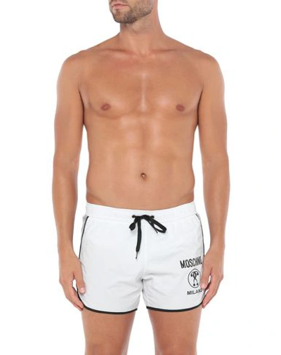 Shop Moschino Swim Trunks In White