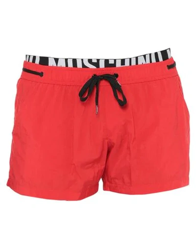 Shop Moschino Man Swim Trunks Red Size Xs Polyamide