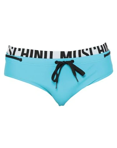 Shop Moschino Bikini Bottoms In Turquoise