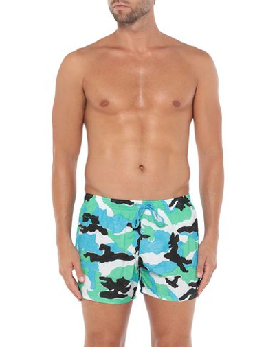 Shop Moschino Man Swim Trunks Light Green Size Xs Polyester