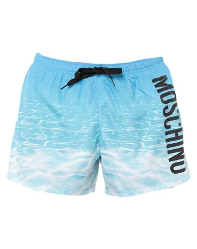 Shop Moschino Swim Trunks In Blue