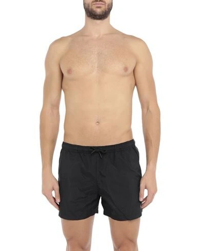 Shop Marcelo Burlon County Of Milan Marcelo Burlon Man Swim Trunks Black Size S Polyamide, Polyester