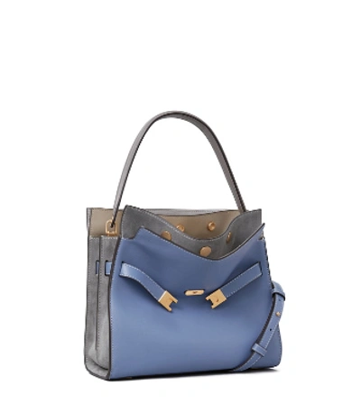 Shop Tory Burch Lee Radziwill Small Double Bag In Bluewood
