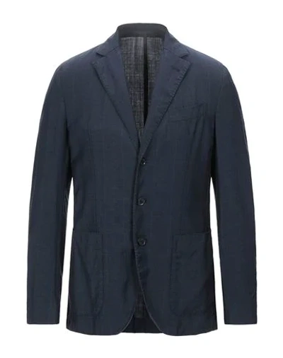 Shop Caruso Man Suit Jacket Midnight Blue Size 38 Wool, Mohair Wool