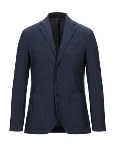 Shop Caruso Suit Jackets In Dark Blue