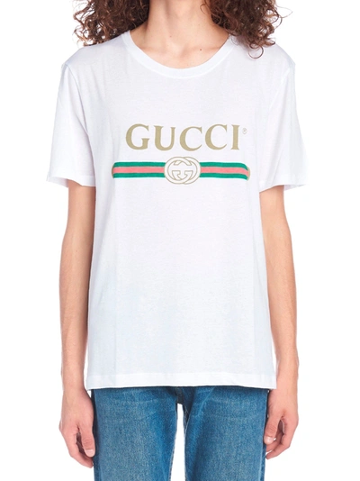 Shop Gucci Men's White Cotton T-shirt