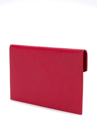 Shop Saint Laurent Monogram Envelope Clutch Bag In Red