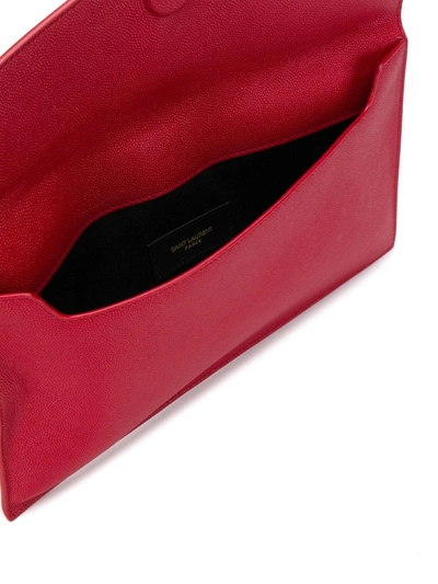 Shop Saint Laurent Monogram Envelope Clutch Bag In Red