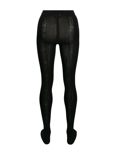 Dolce & Gabbana Lace Panel Tights In Black