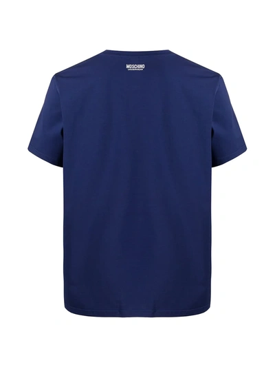 Shop Moschino Logo-print Tape T-shirt In Blue