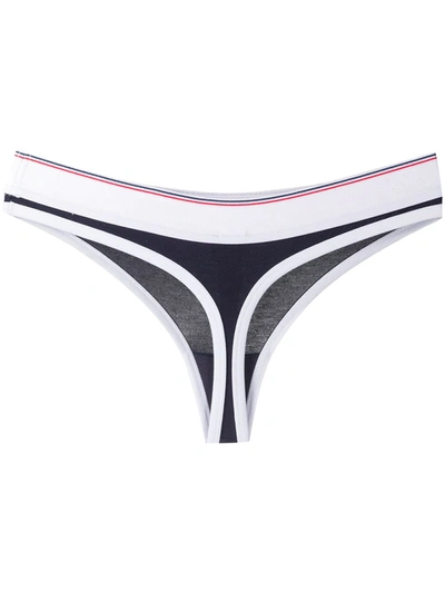 Shop Dolce & Gabbana Logo-waistband Thong In Blue