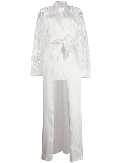 Shop La Perla Fall In Love Silk Robe In White