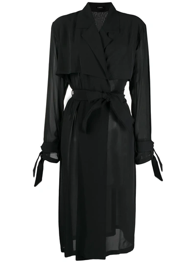 Shop La Perla Sheer Trench Coat In Black
