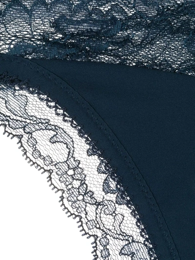 Shop La Perla Brazilian Lace-detail Briefs In Blue
