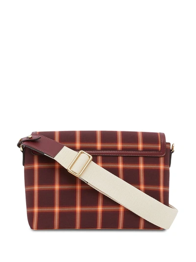 Shop Burberry Note Tartan-pattern Crossbody Bag In Red