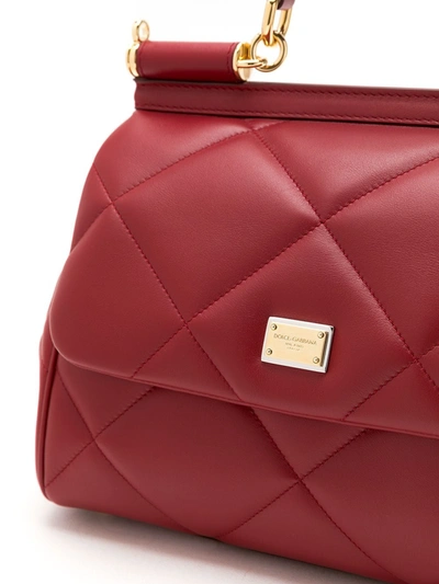 Shop Dolce & Gabbana Sicily Quilted Shoulder Bag In Red