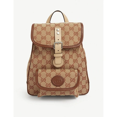 Shop Gucci Boys Rust Kids Gg Supreme Canvas Backpack In Pattern