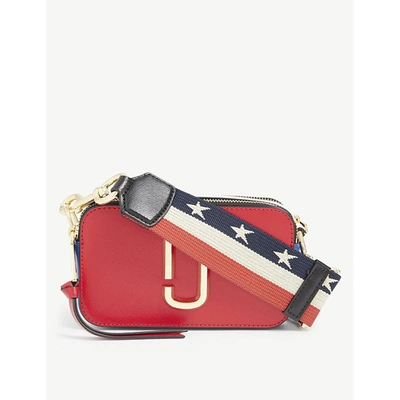 Shop Marc Jacobs Snapshot Usa Saffiano Leather Shoulder Bag In Red Pepper Multi
