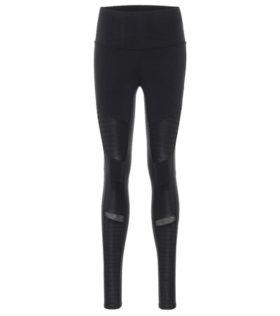 Shop Alo Yoga Moto Paneled Leggings In Black