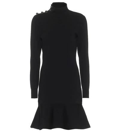 Shop Veronica Beard Carmella Ribbed-knit Minidress In Black