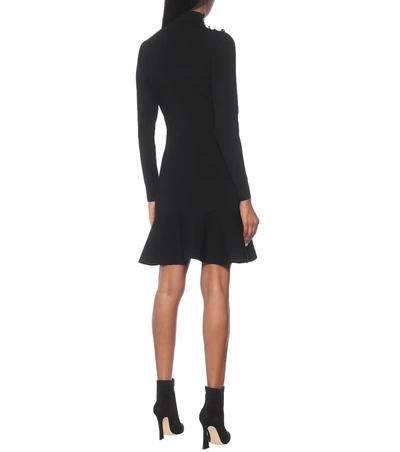 Shop Veronica Beard Carmella Ribbed-knit Minidress In Black