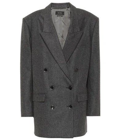 Shop Isabel Marant Oladimia Wool Flannel Blazer In Grey