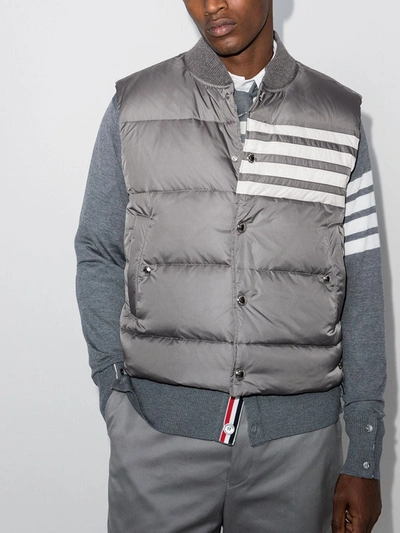 Shop Thom Browne 4-bar Stripe Padded Gilet - Men's - Feather Down/polyamide/polyester/wool In Grey
