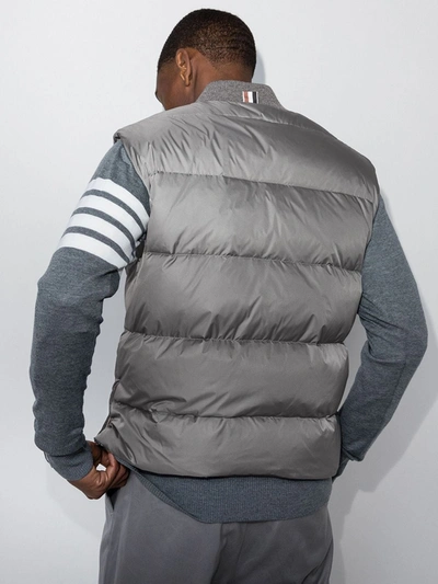 Shop Thom Browne 4-bar Stripe Padded Gilet - Men's - Feather Down/polyamide/polyester/wool In Grey