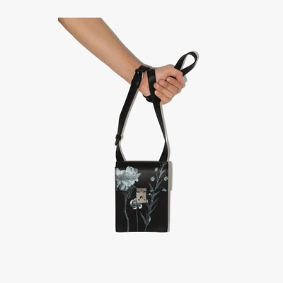Shop Valentino Black Flowersity Leather Cross Body Bag