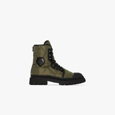 Shop Ferragamo Quilted Padded Combat Boots In Green
