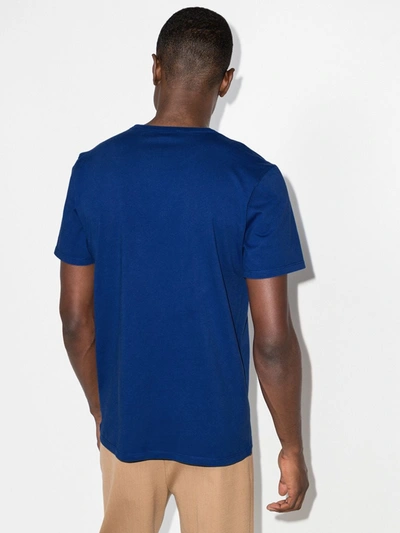 Shop Maison Kitsuné Velvet Fox Head Patch T-shirt In Blue