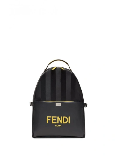 Shop Fendi Logo Backpack In Black