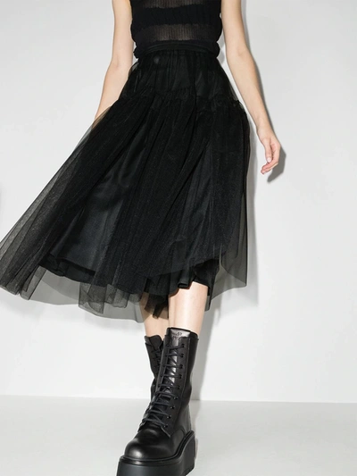 Shop Molly Goddard Lottie Tiered Tulle Skirt In Black